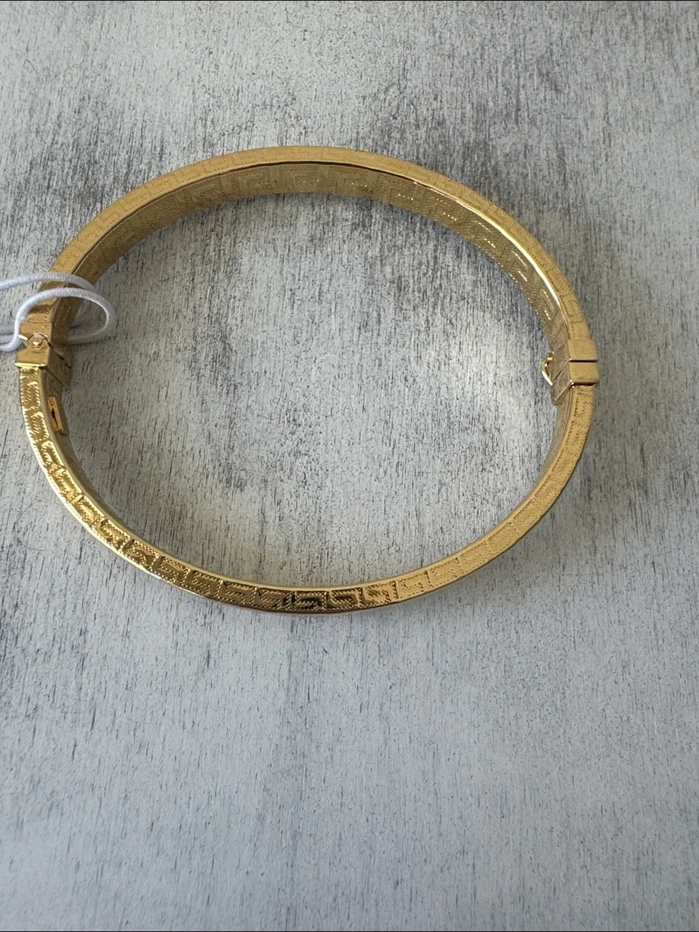 MIA FIORE Gold Plated Bronze Greek Key Dyadema Bangle Bracelet
